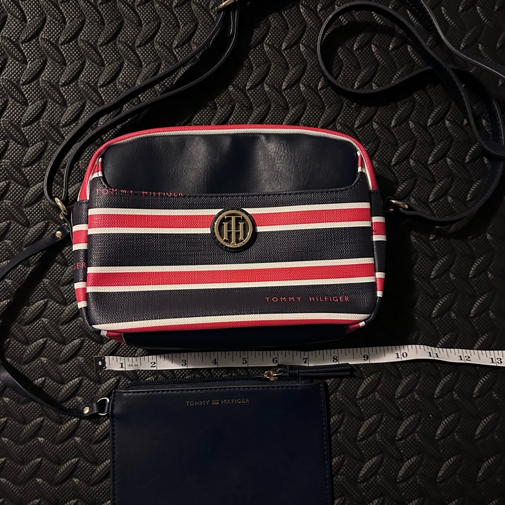 Tommy Hilfiger / Blue & Red Stripe Crossbody Bag